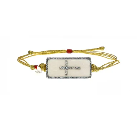 Bracelet émail blanc croix, vanessa simon