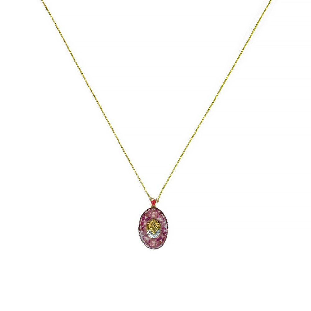 Collier Médaillon Croix Lapis Lazuli Émaillé Or – Fait Main | Vanessa Simon