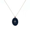 Collier fil argent médaillon GM émail blanc et croix argent vanessa simon