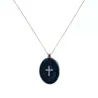 Collier fil argent médaillon GM émail blanc et croix argent vanessa simon