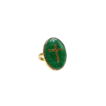 Bague PM Malachite /Croix