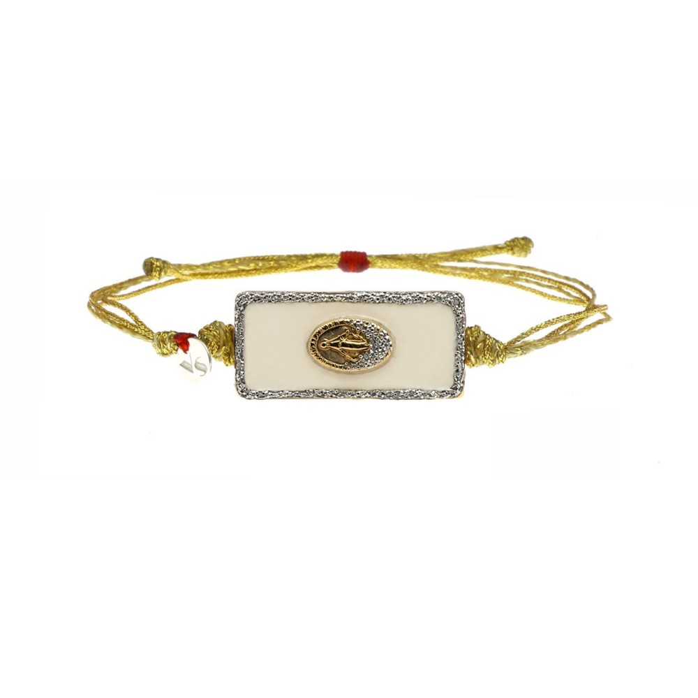 Bracelet émail blanc madone