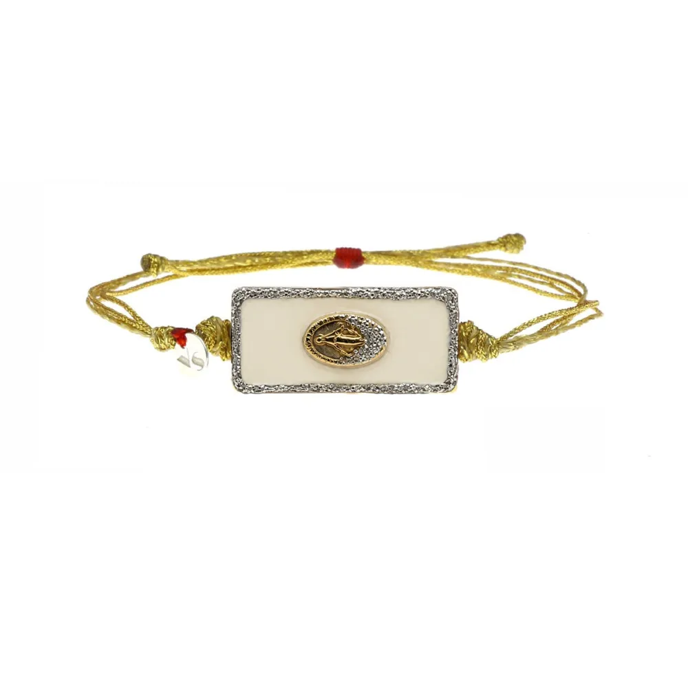 Bracelet émail blanc madone