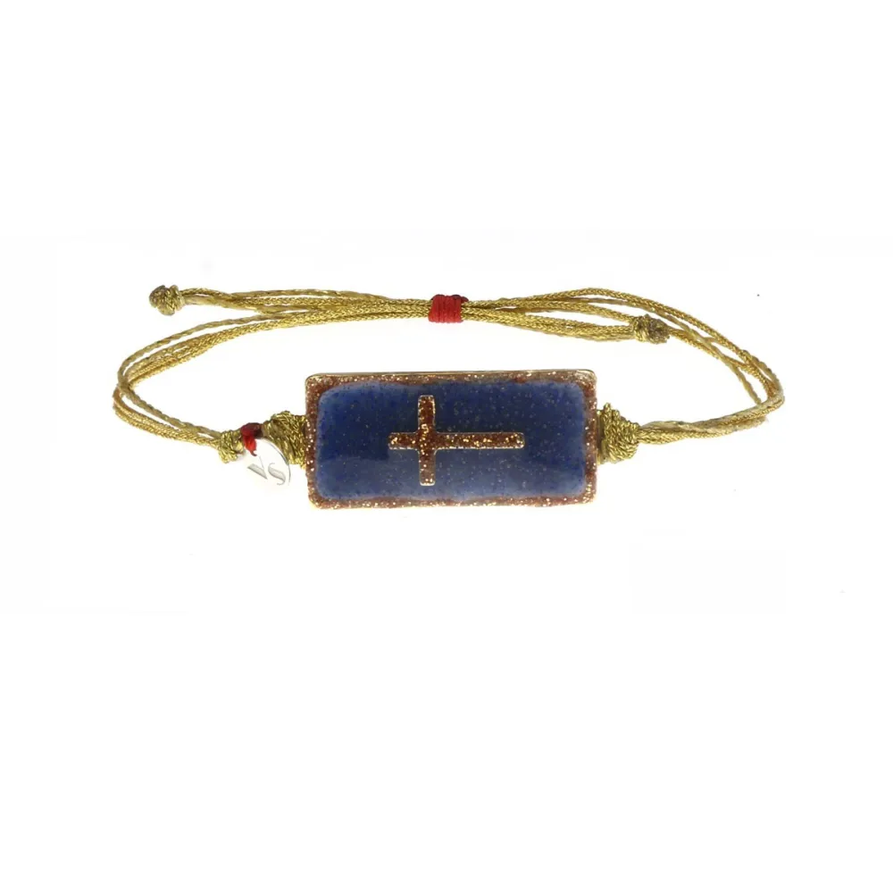 Bracelet Lapis lazuli croix