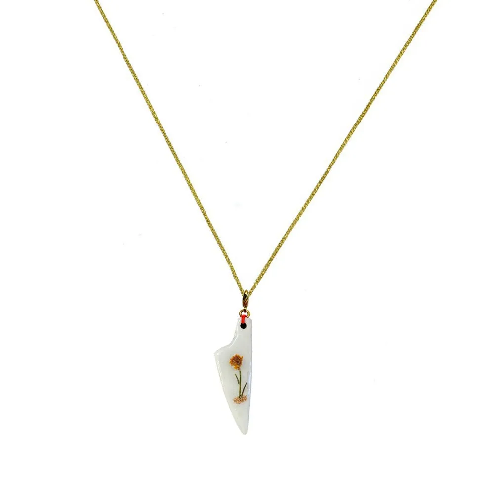 Charm Corne de Bélier émaillé blanc avec fleur Immortelle