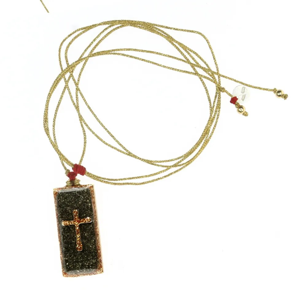 Barrette Pyrite Croix vanessa simon
