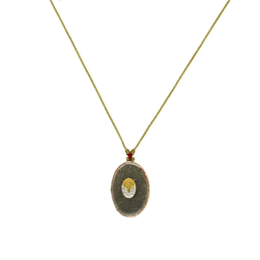 Collier médaillon Pyrite Madone vanessa simon