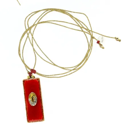 Collier Barrette  Corail ornée d'une madone