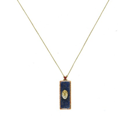 Collier Madone sur émail pyrite – Médaillon Barrette | Vanessa Simon
