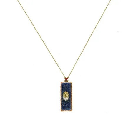 Collier Madone sur émail pyrite – Médaillon Barrette | Vanessa Simon