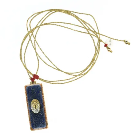 Collier Madone sur émail pyrite – Médaillon Barrette | Vanessa Simon
