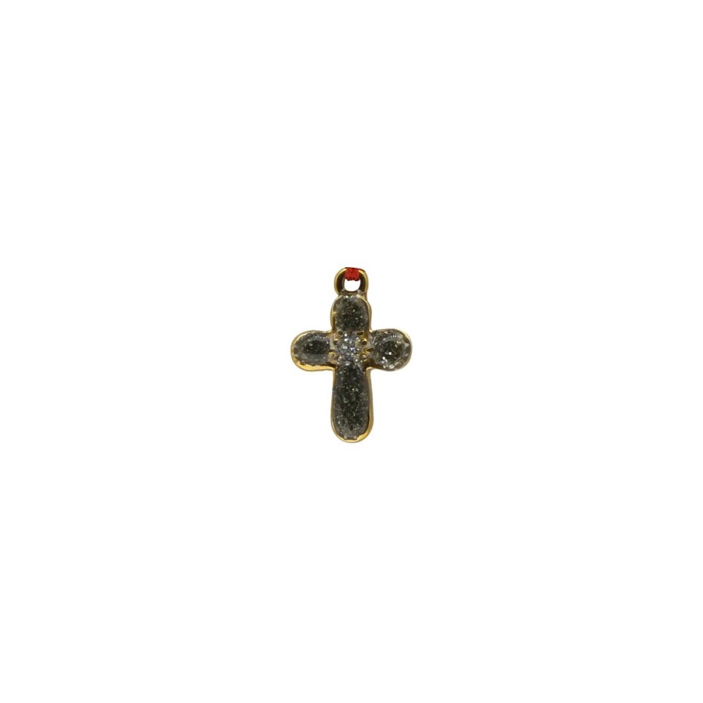 Collier avec croix émaillé pyrite vanessa simon