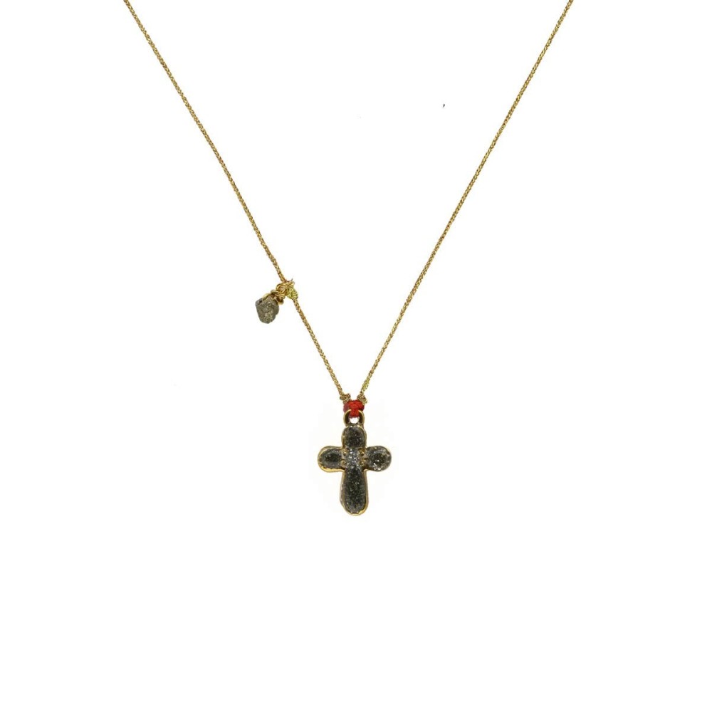 Croix émaillée pyrite vanessa simon