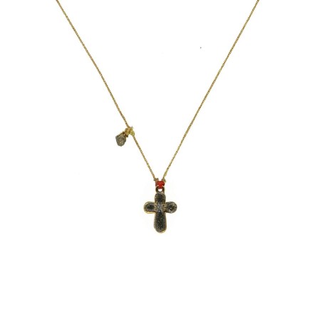 Croix émaillée pyrite vanessa simon