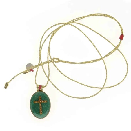 Collier médaillon S Madone sur émail pyrite  | Vanessa Simon
