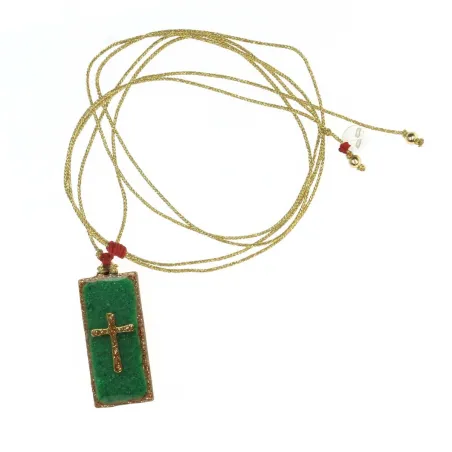 Collier Médaillon Croix Lapis Lazuli Émaillé Or – Fait Main | Vanessa Simon
