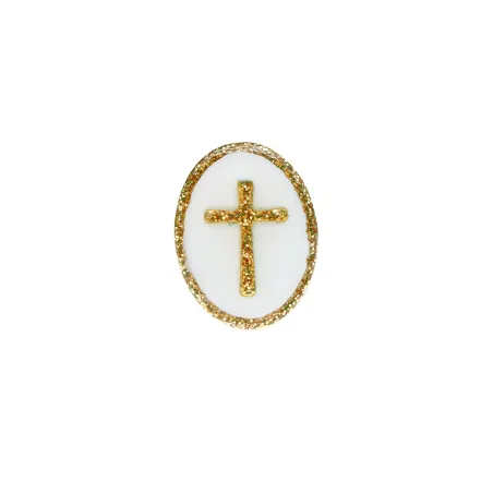 Bague S Croix or - émaillé blanc vanessa simon