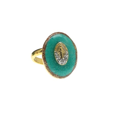 Bague S Madone -Noir-argent – Plaqué Or 18K vanessa-simon