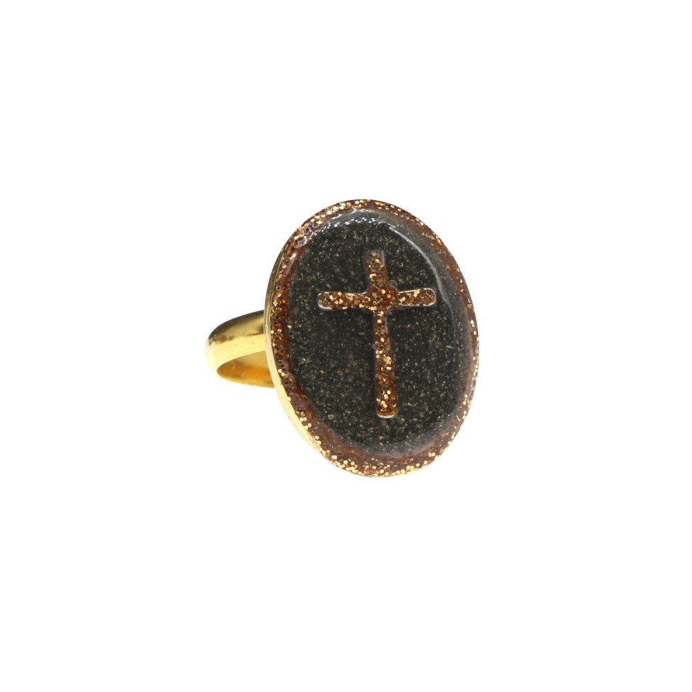 Bague S Croix -Pyrite-or vanessa simon