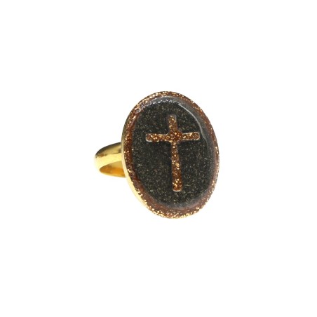 Bague S Croix -Pyrite-or vanessa simon