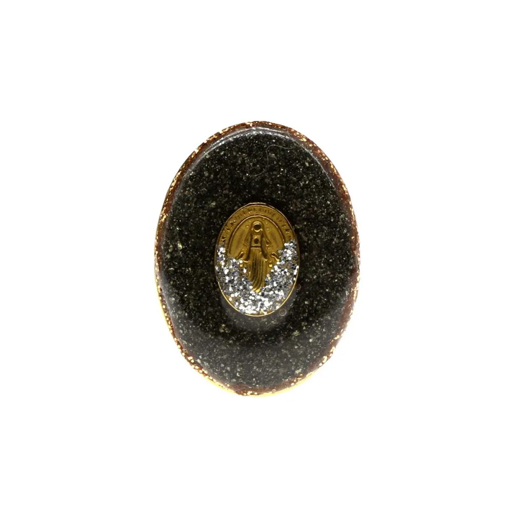 Bague Madone L - émaillée Pyrite – Plaqué Or 18K vanessa-simon