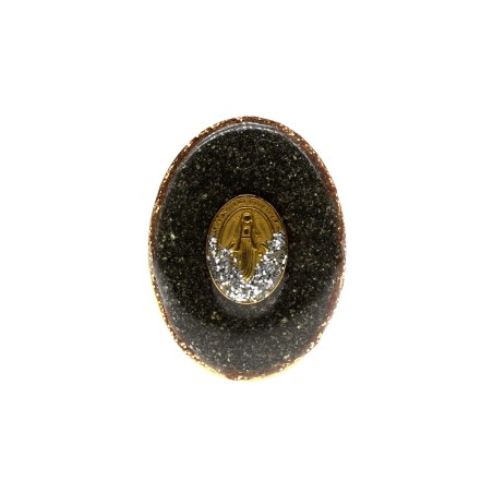 Bague Madone L - émaillée Pyrite – Plaqué Or 18K vanessa-simon