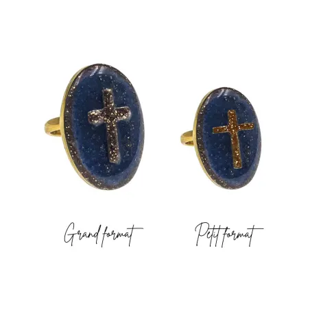 Bague Croix  Lapis-Lazuli or