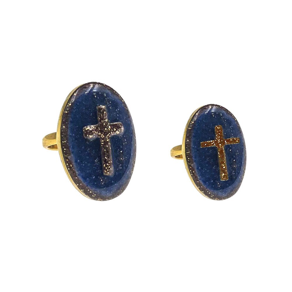 Bague Croix  Lapis-Lazuli or vanessa simon