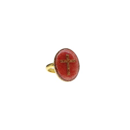 Bague S Croix -Pyrite-or – Plaqué Or 18K vanessa-simon