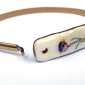 Bracelet jonc doré Immortelle en corne de bélier émaillée blanche