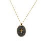 Collier médaillon Croix GM - Pyrite