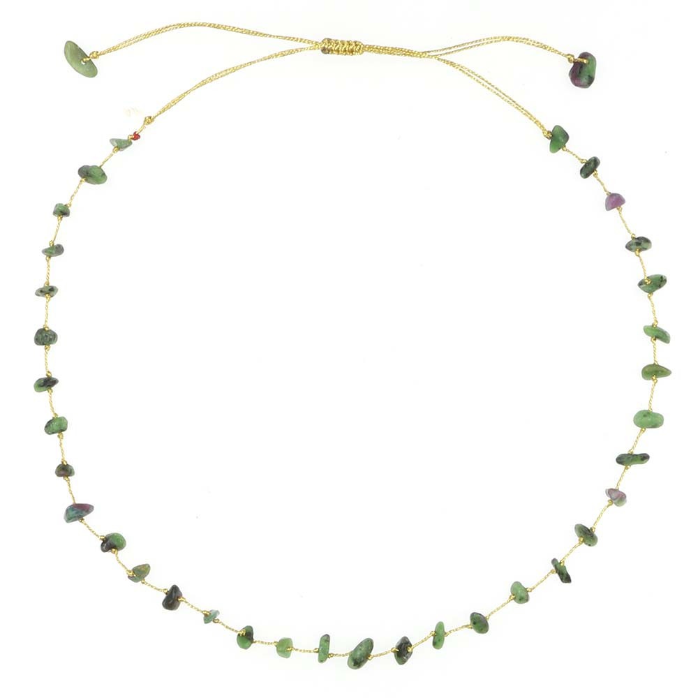 Collier vanessa simon rubis zoïsite fil or