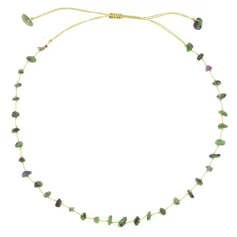 Collier vanessa simon rubis zoïsite fil or