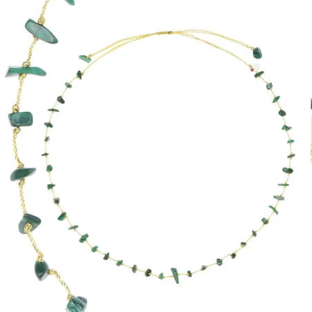 Collier malachite fil or