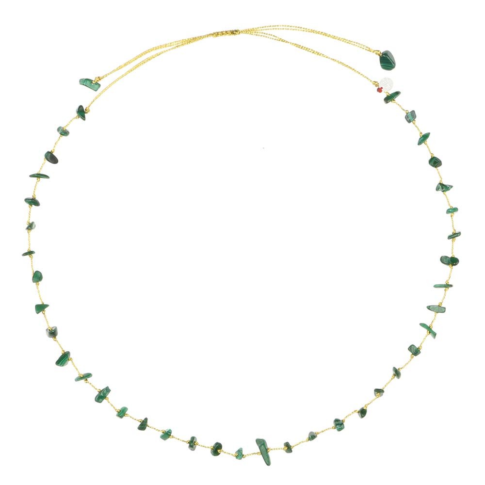 Collier malachite fil or