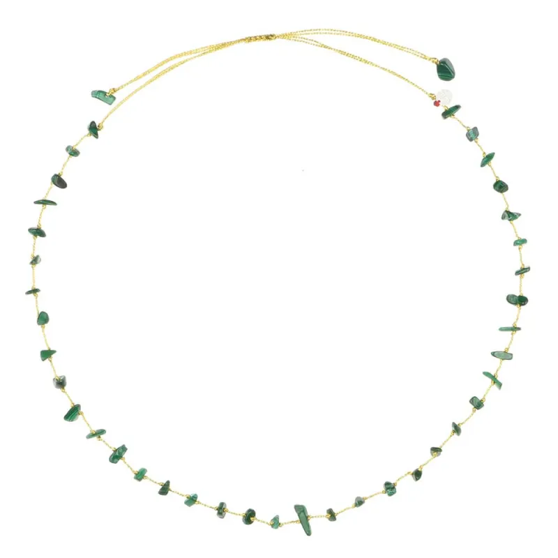 Collier malachite fil or