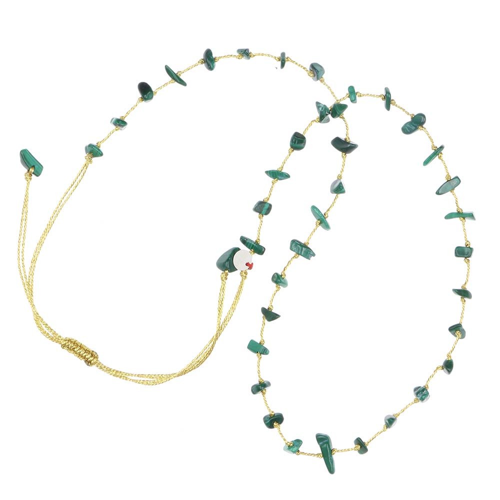 Collier en pierres naturelles Malachite.  Peut se porter en ras de cou ou sautoir selon votre envie  en bracelet 3 tours poignet
