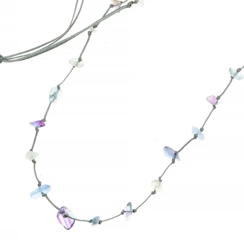 Collier Fluorite fil gris vanessa simon