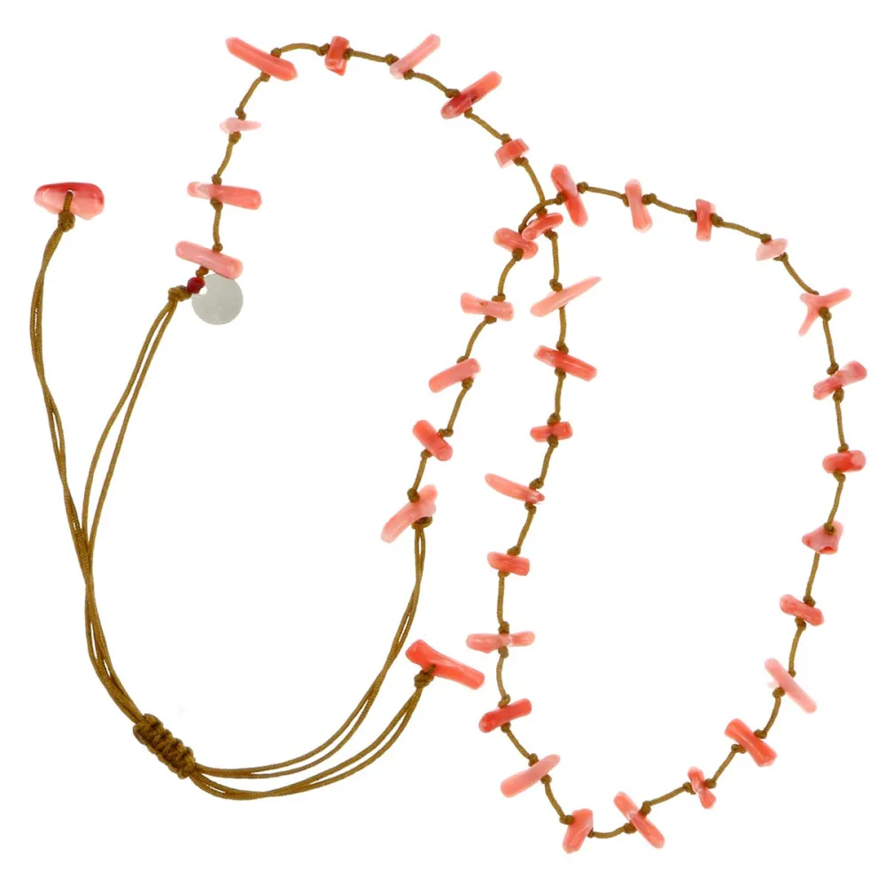Collier en pierres naturelles Corail Gorgone .Peut se porter en ras de cou ou sautoir selon votre envie  en bracelet 3 tours poi