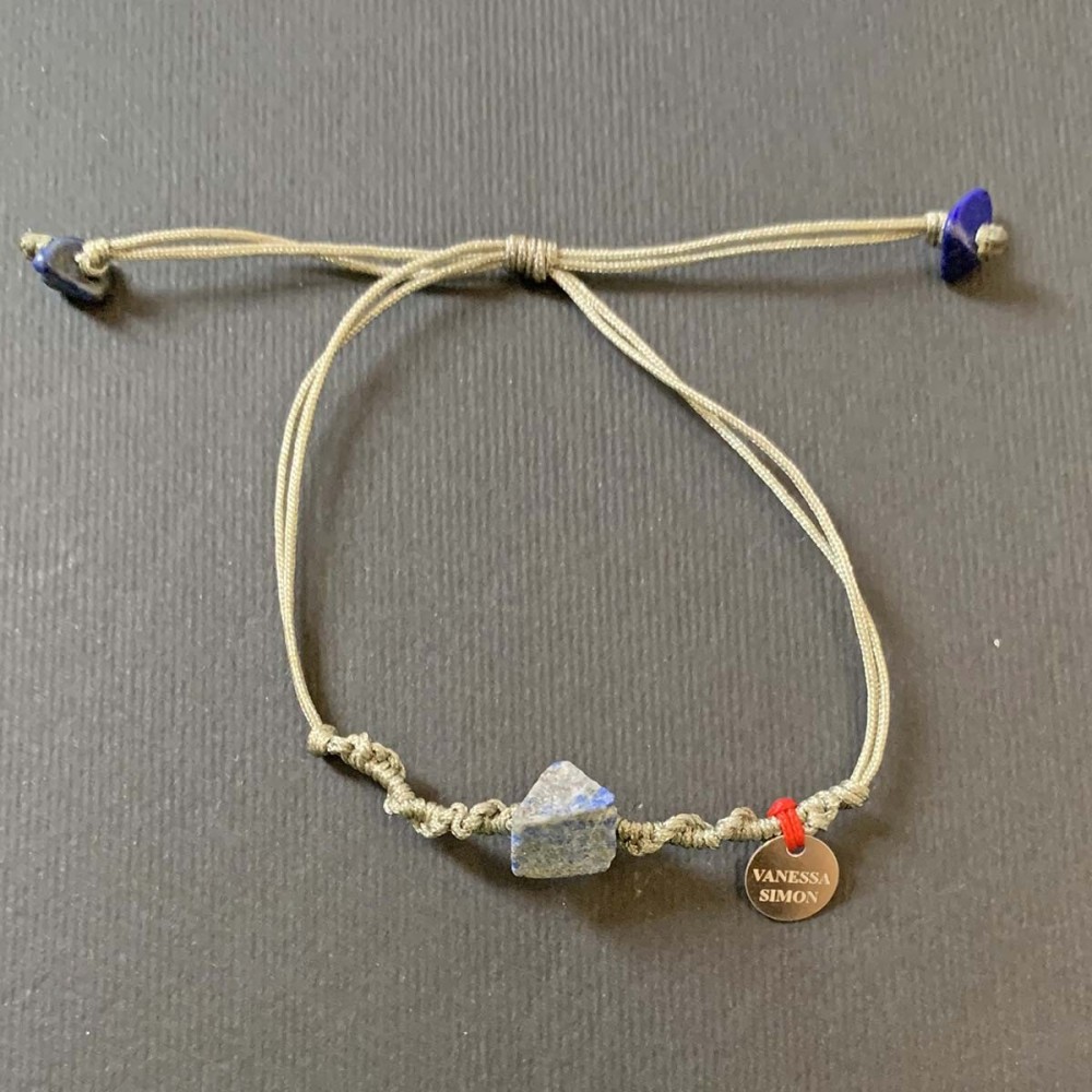 Bracelet Lapis lazuli fil grise